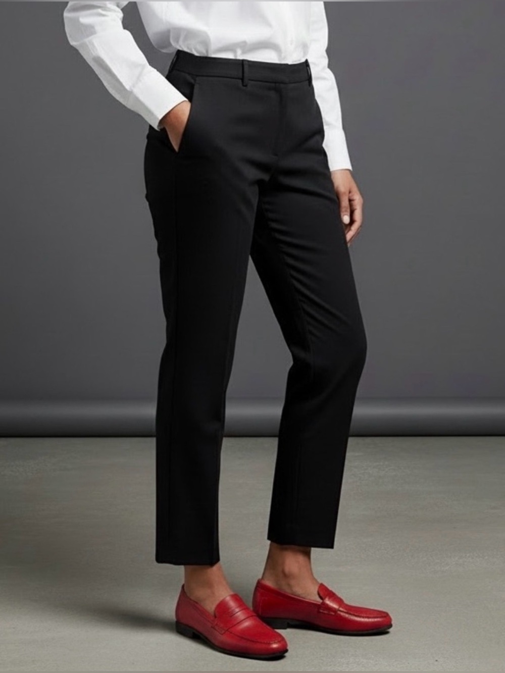 LOFT Riviera Slim Black Slim Pants in Double Weave Women Size 8